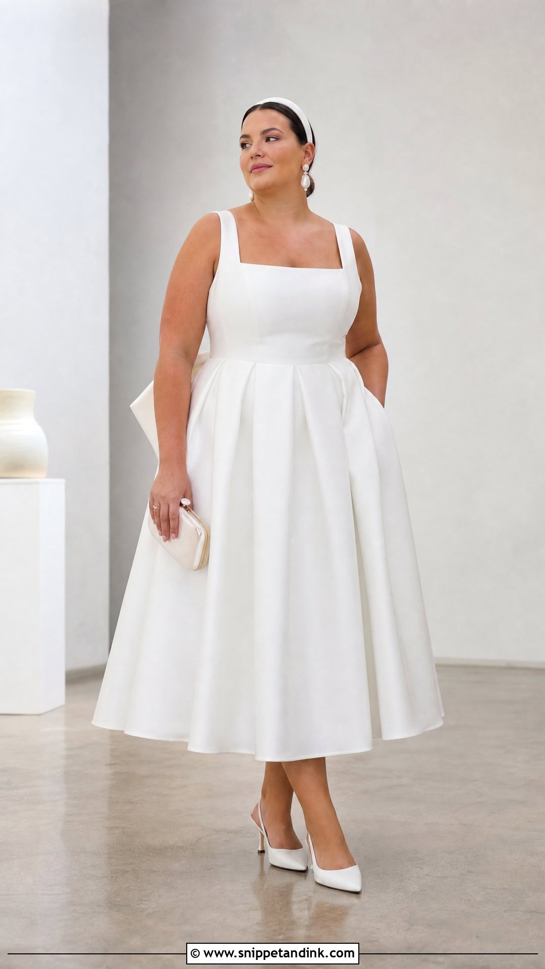 Plus Size Tea Length Mikado Wedding Dress - Snippet and Ink - 20 Plus Size Tea Length Wedding Dress Ideas