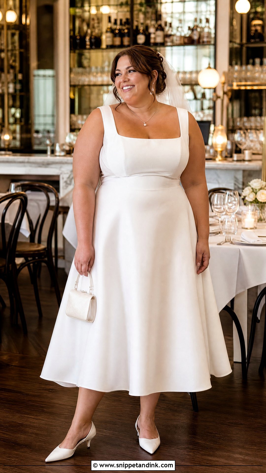 Plus Size Tea Length Square Neck Wedding Dress - Snippet and Ink - 20 Plus Size Tea Length Wedding Dress Ideas