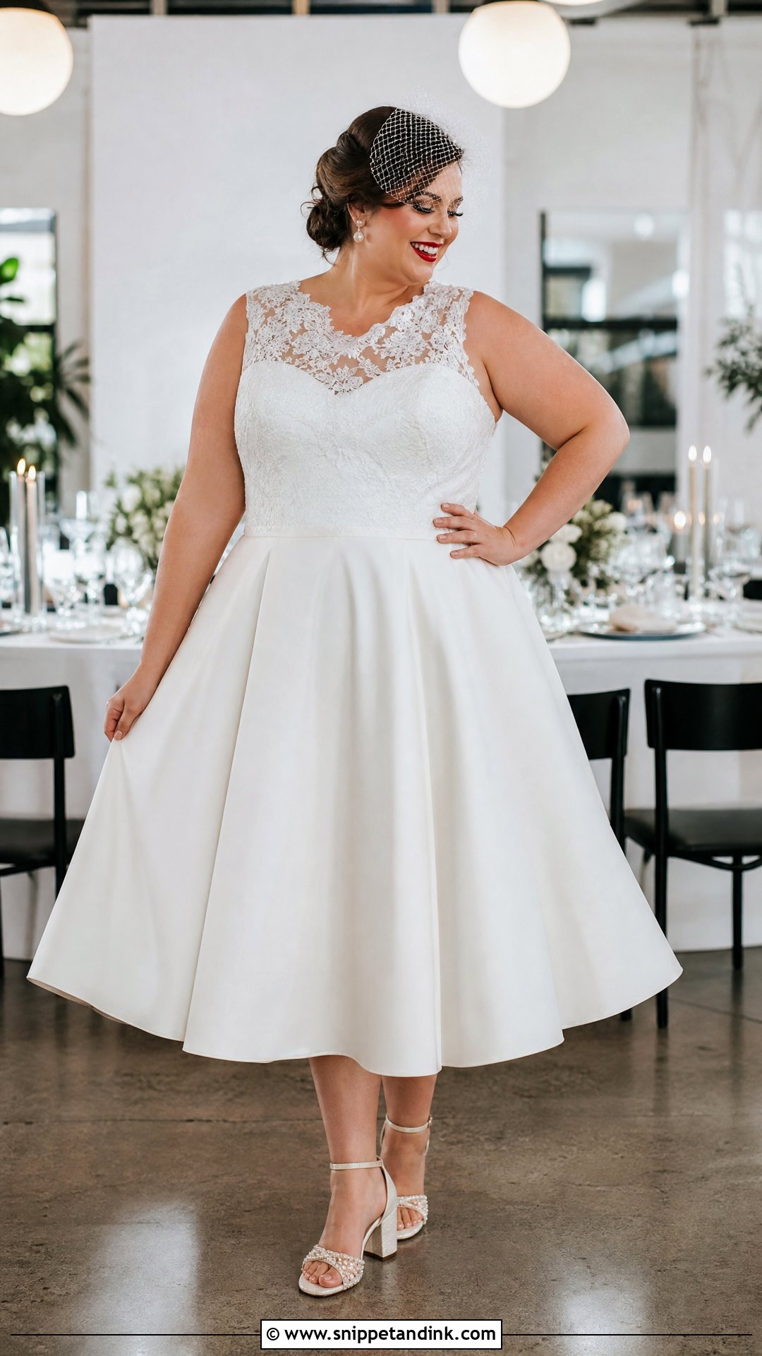Plus Size Tea Length Wedding Dress - Snippet and Ink - 20 Plus Size Bride Dress Ideas