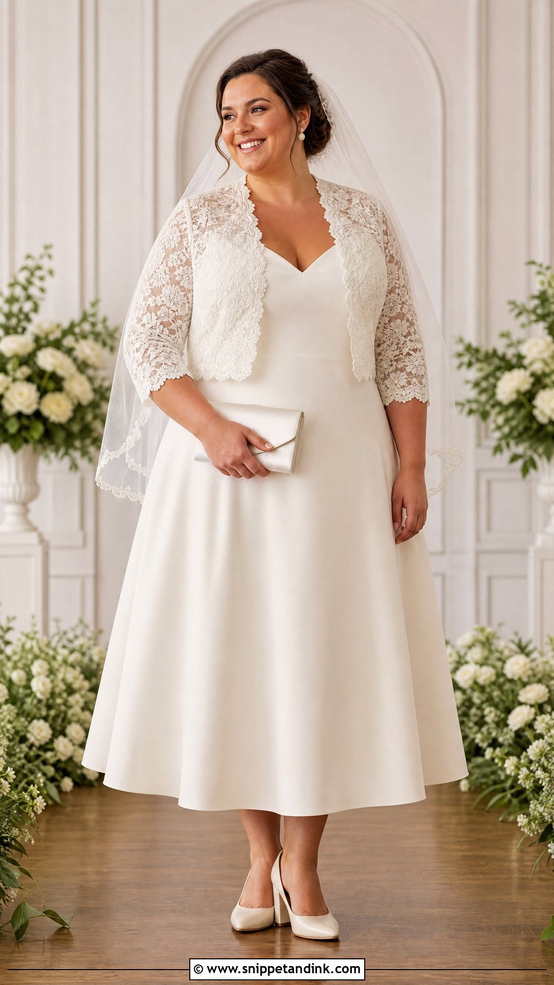 Plus Size Tea Length Wedding Dress With Jacket - Snippet and Ink - 20 Plus Size Tea Length Wedding Dress Ideas