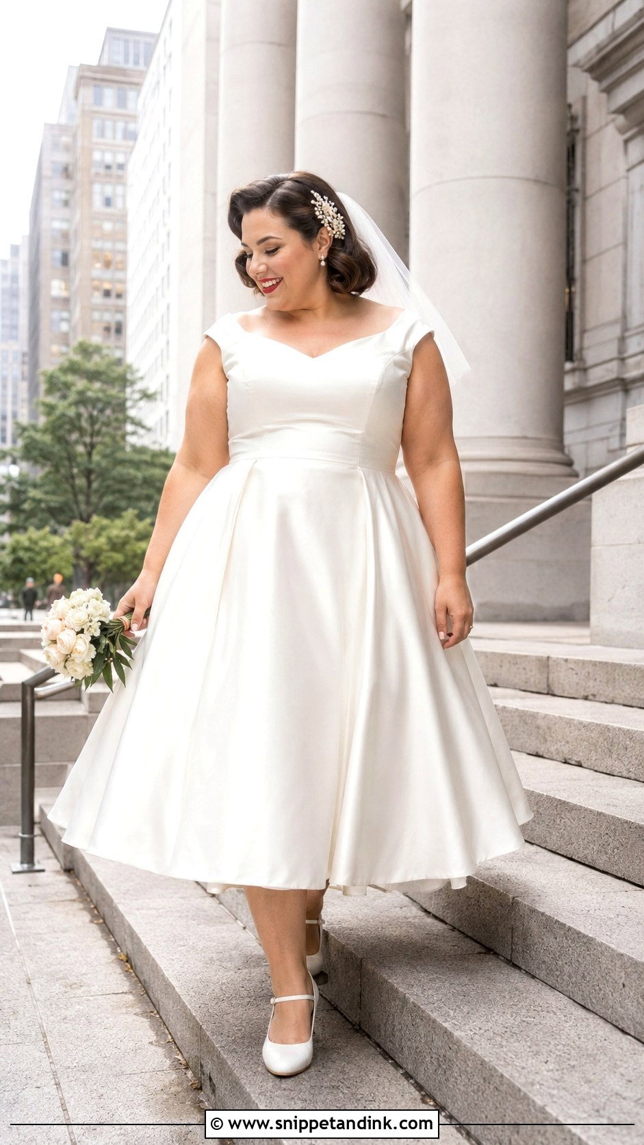 Plus Size Tea Length Wedding Dress With Mary Jane Heels - Snippet and Ink - 25 Unique Plus Size Wedding Dresses
