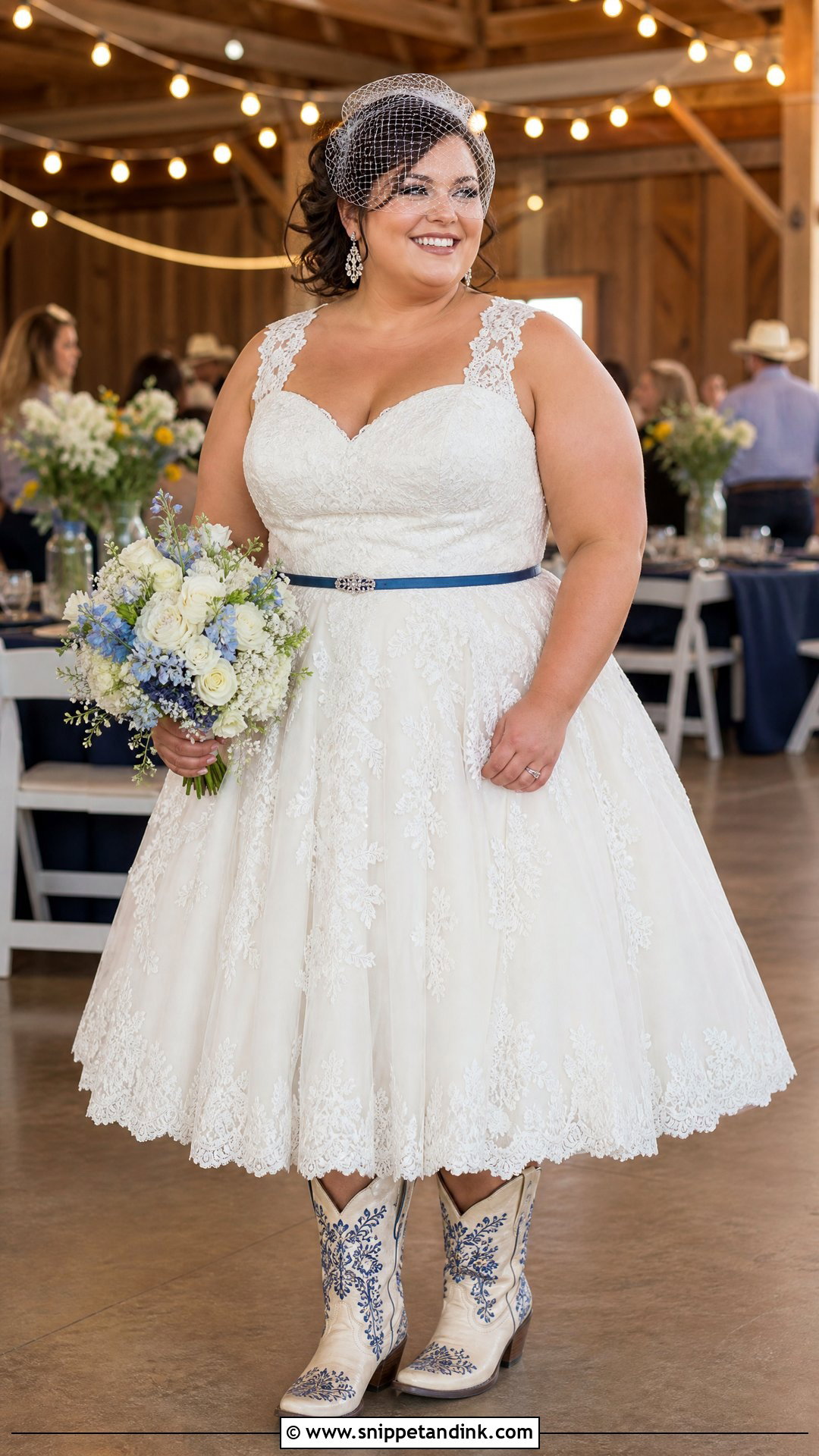 Plus Size Tea Length Western Wedding Dress - Snippet and Ink - 20 Plus Size Western Wedding Dresses