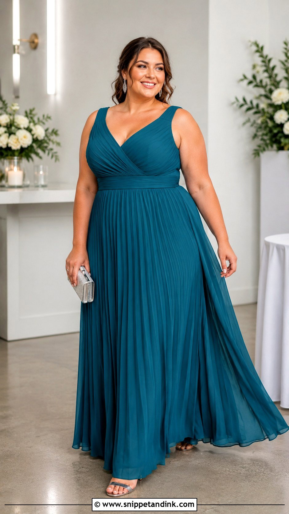 Plus Size Teal Pleated Maxi Dress - Snippet and Ink - 20 Plus Size Formal Dresses for Wedding