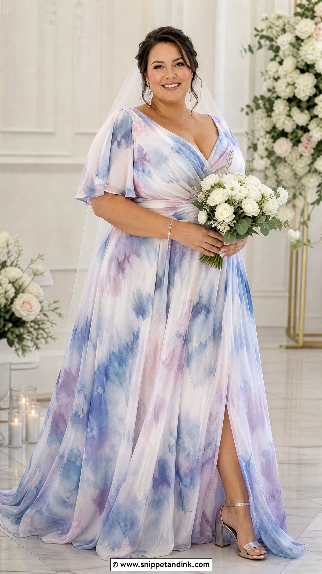 Plus Size Tie Dye Wedding Dress With Wrap Bodice - Snippet and Ink - 20 Tie Dye Wedding Dress Ideas