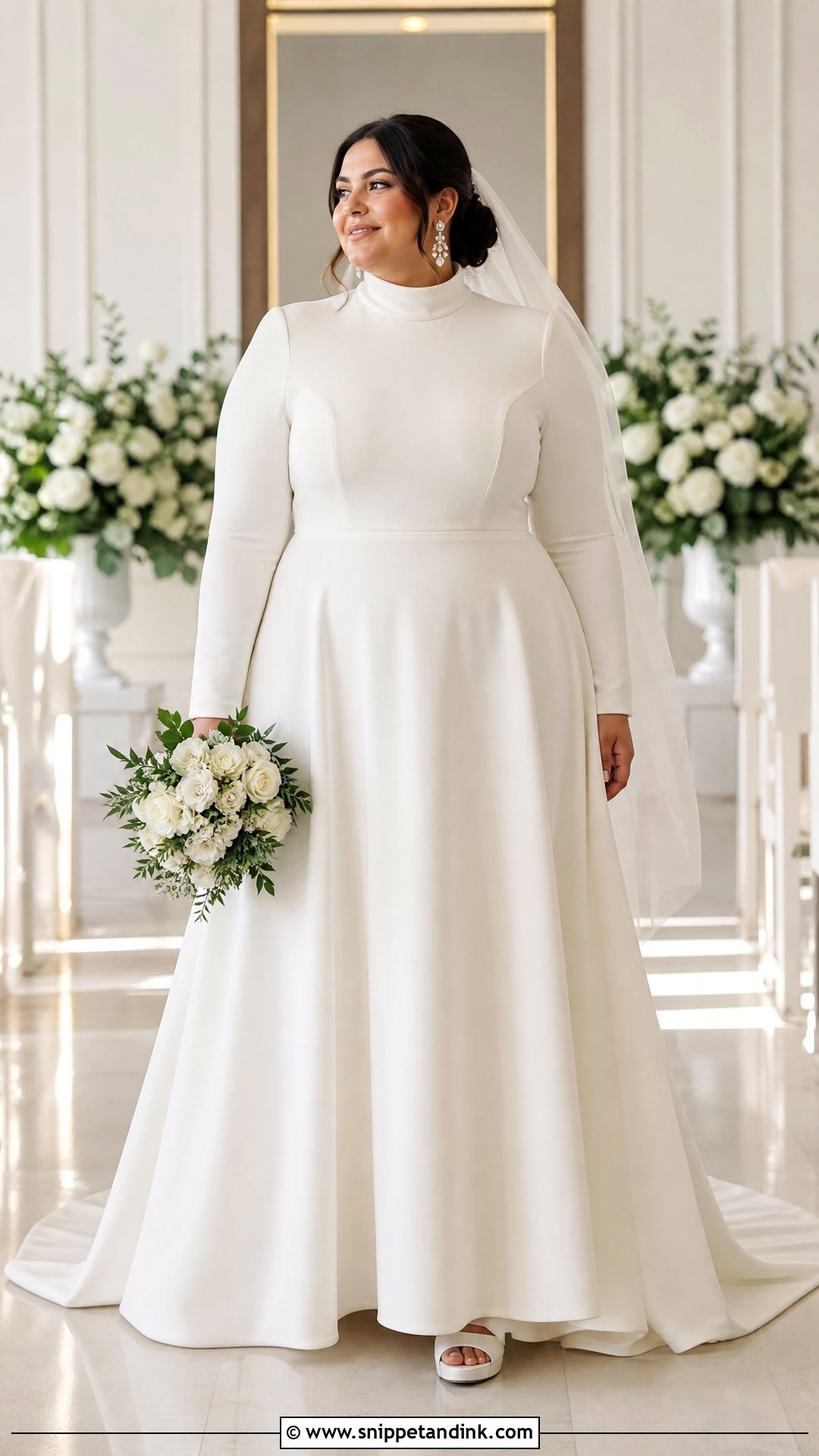 Plus Size Turtleneck A Line Wedding Dress - Snippet and Ink - 20 Turtleneck Wedding Dresses