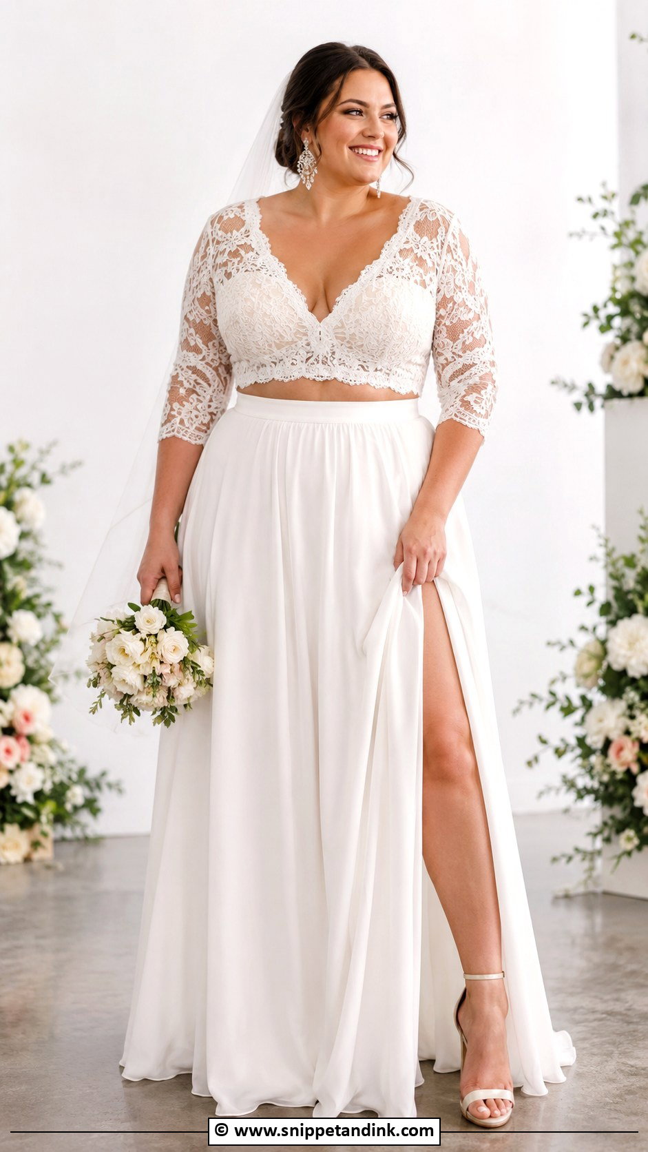 Plus Size Two Piece Wedding Dress - Snippet and Ink - 35 Plus Size Wedding Dresses
