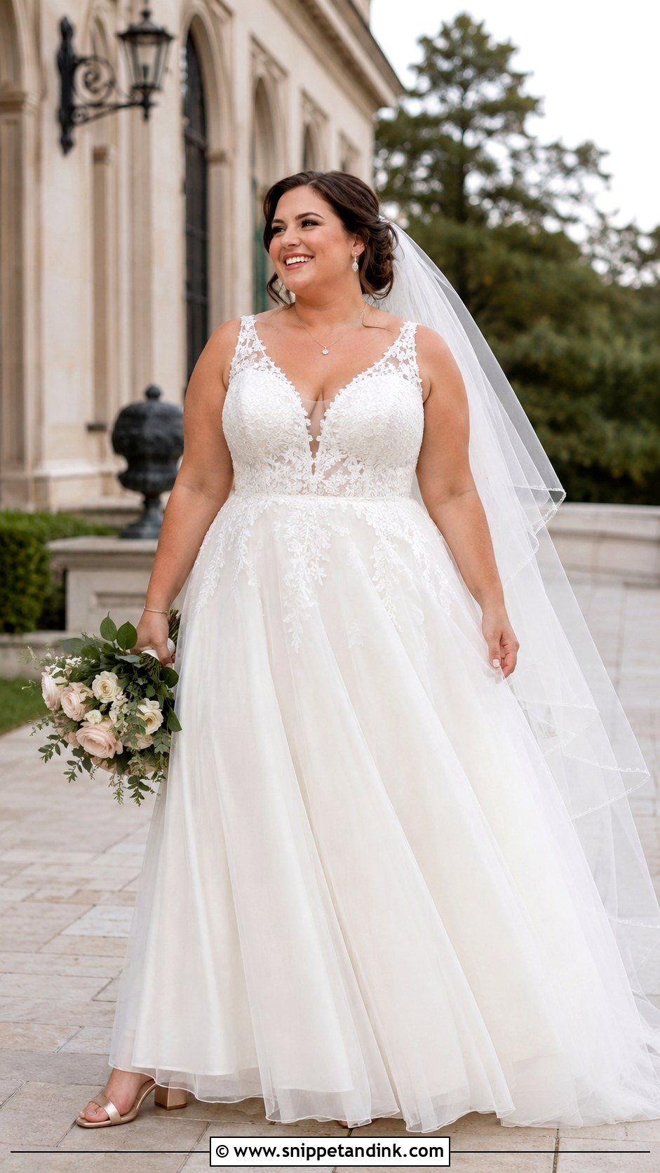 Plus Size V Neck A Line Wedding Dress - Snippet and Ink - 20 A Line Wedding Dress Plus Size Ideas