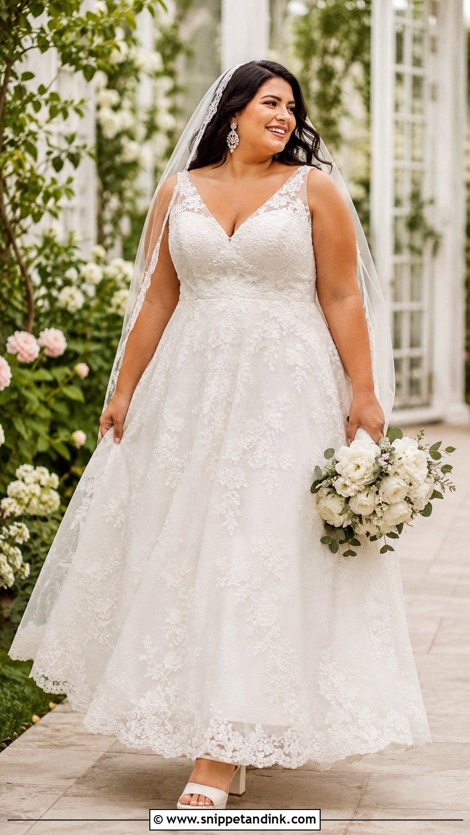 Plus Size V Neck A Line Wedding Dress - Snippet and Ink - 20 V Neck a Line Wedding Dress Ideas