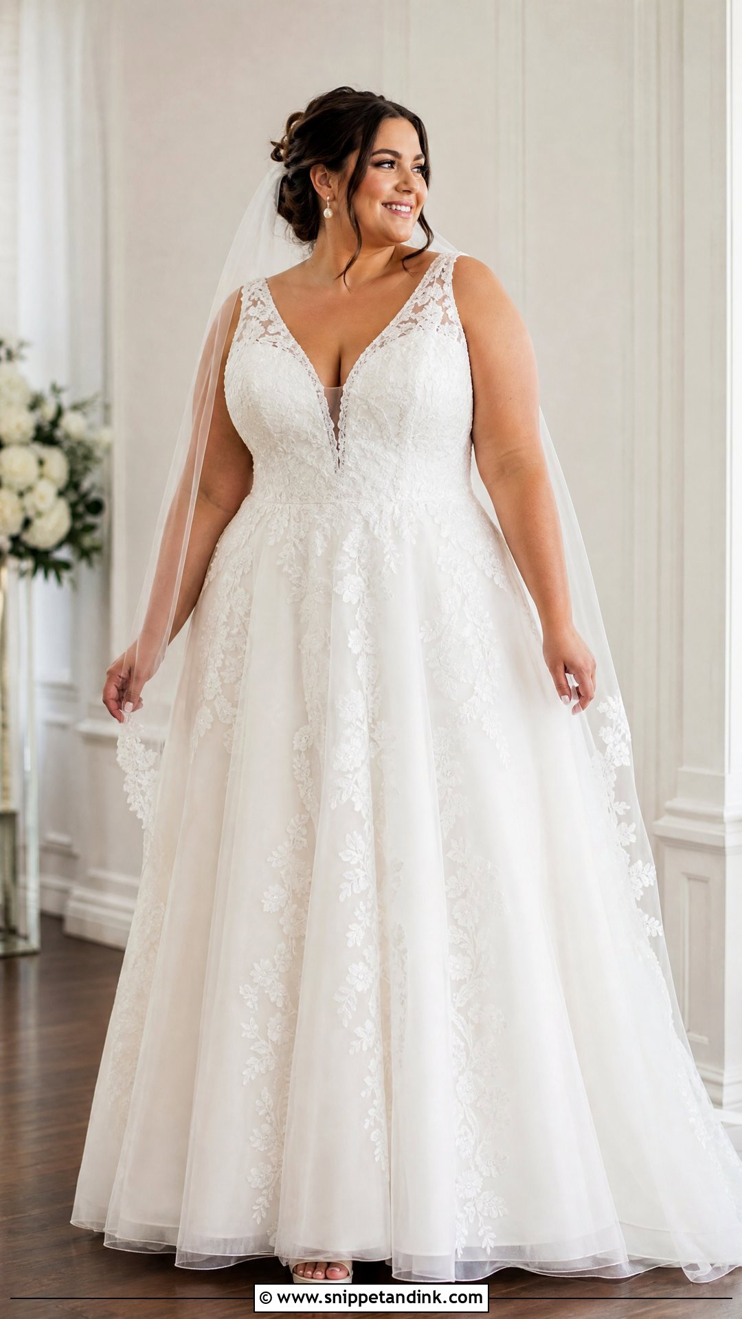Plus Size V Neck Bridal Gown - Snippet and Ink - 20 V Neck Bridal Gown Ideas