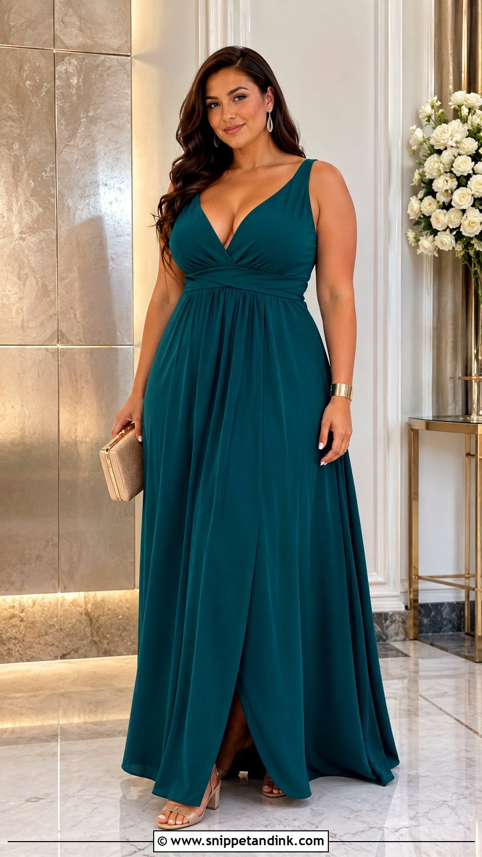 Plus Size V Neck Empire Gown - Snippet and Ink - 20 Empire Gown Ideas