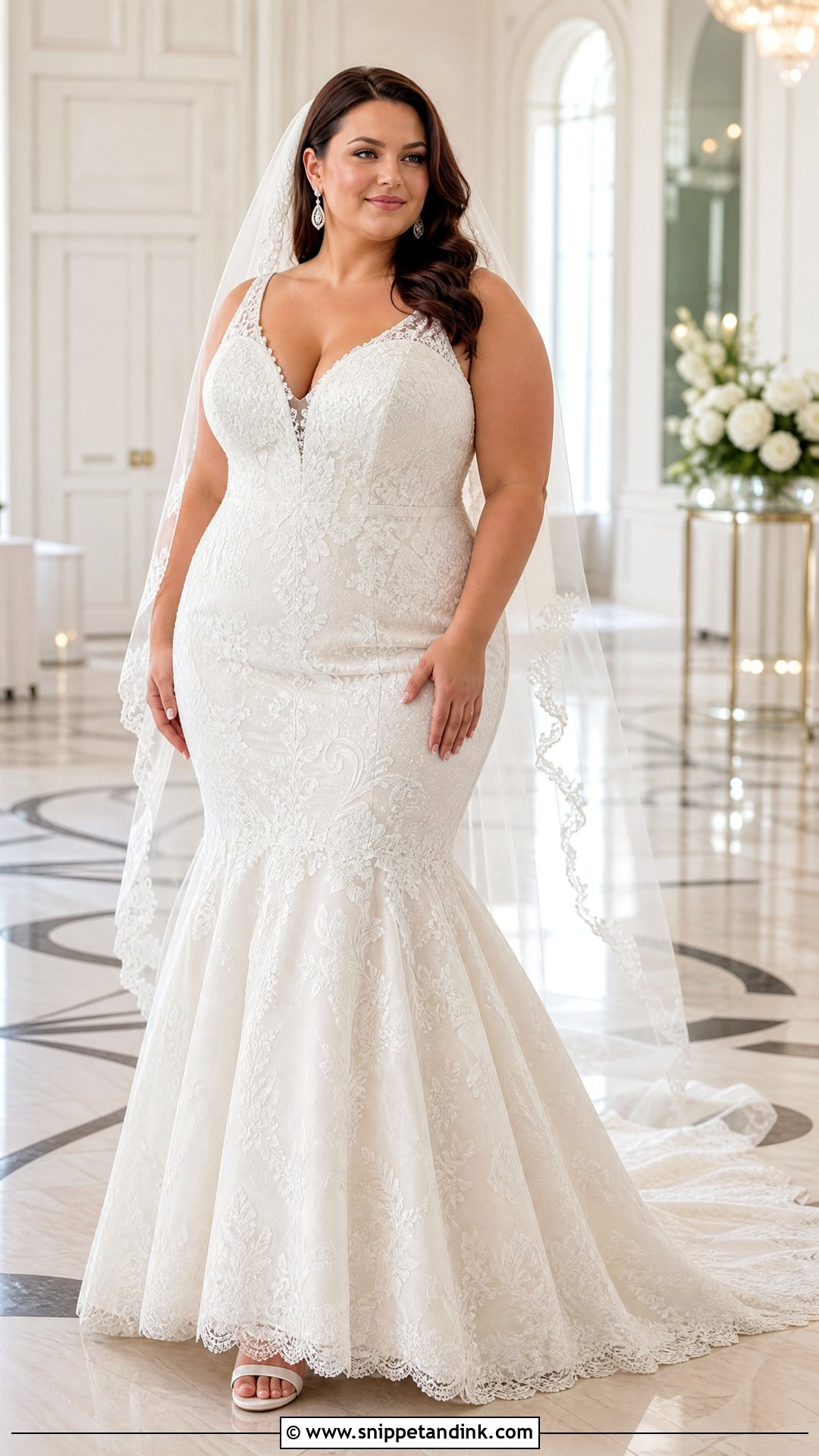 Plus Size V Neck Mermaid Wedding Dress - Snippet and Ink - 20 V Neck Mermaid Wedding Dress Ideas