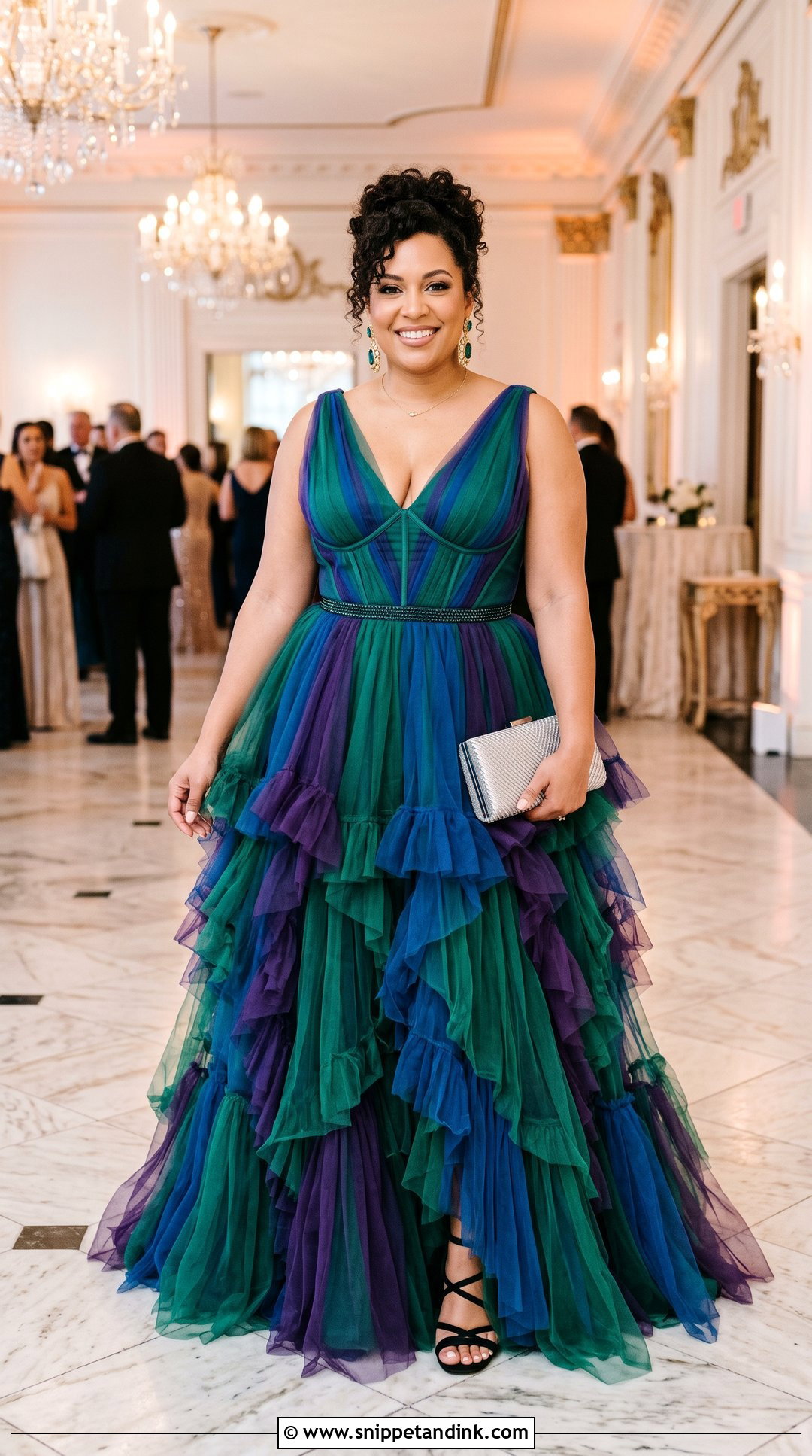 Plus Size V Neck Ruffle Ball Gown - Snippet and Ink - 20 Ruffle Ball Gown Ideas