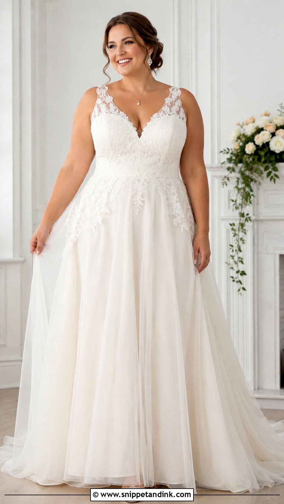 Plus Size V Neck Wedding Dress - Snippet and Ink - 25 Wedding Dresses Curvy Bride