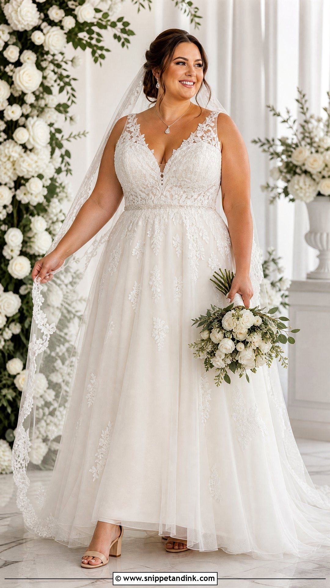 Plus Size V Neck Wedding Dress - Snippet and Ink - 20 Wedding Dress for Plus Size Ideas