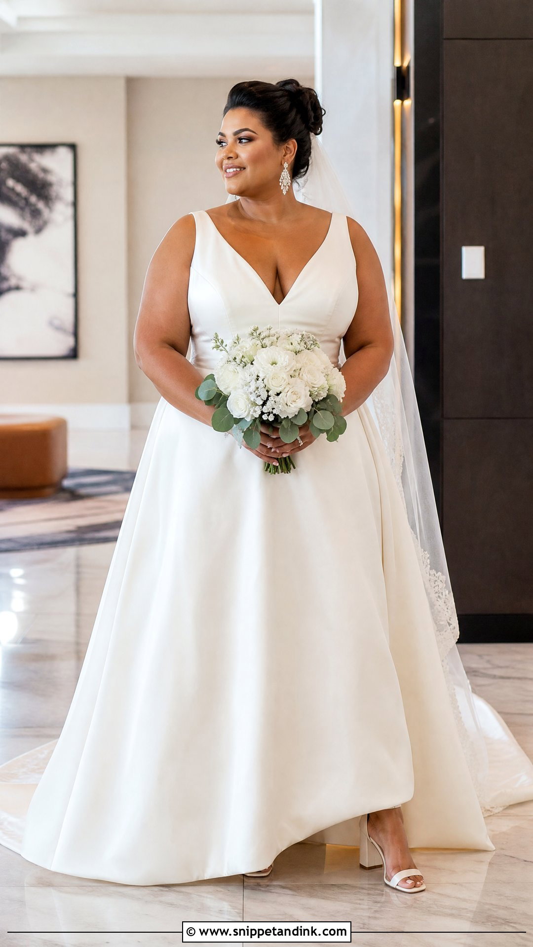 Plus Size V Neck Wedding Dress With Wide Straps - Snippet and Ink - 20 V Neckline Wedding Dress Ideas