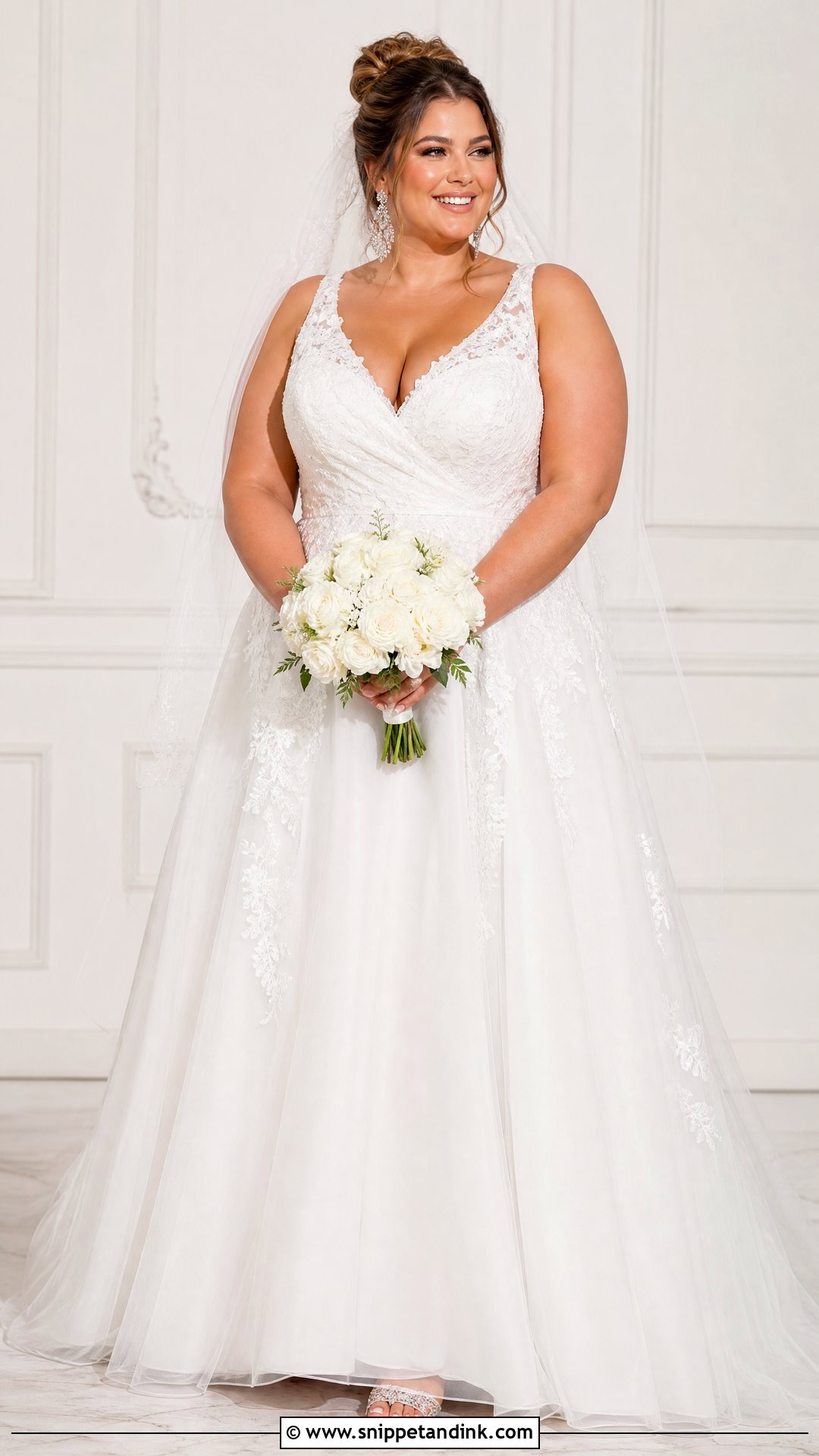 Plus Size V Neck Wedding Gown - Snippet and Ink - 20 V Neck Wedding Gown Ideas