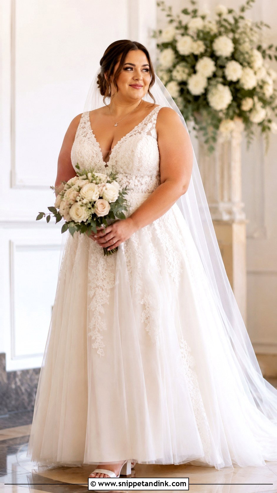 Plus Size V Neck Wedding Gown - Snippet and Ink - 30 Plus Size Wedding Gowns