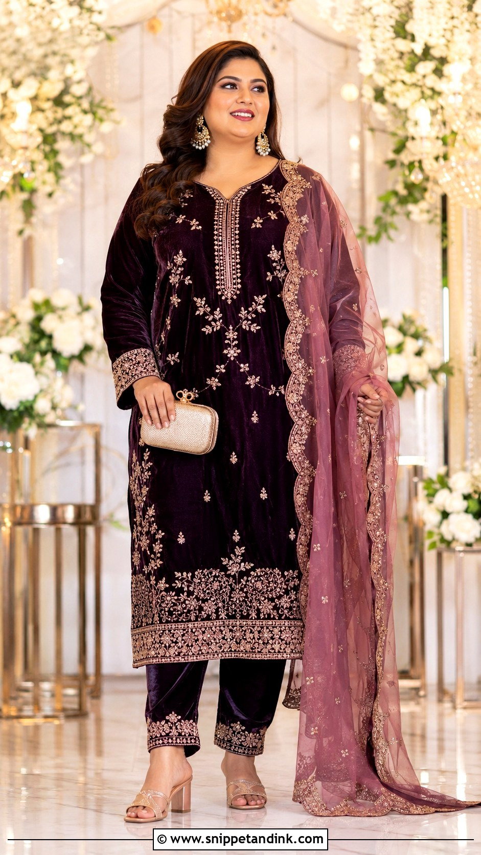 Plus Size Velvet Suit for Winter Wedding - Snippet and Ink - 30 Plus Size Indian Outfits for Wedding