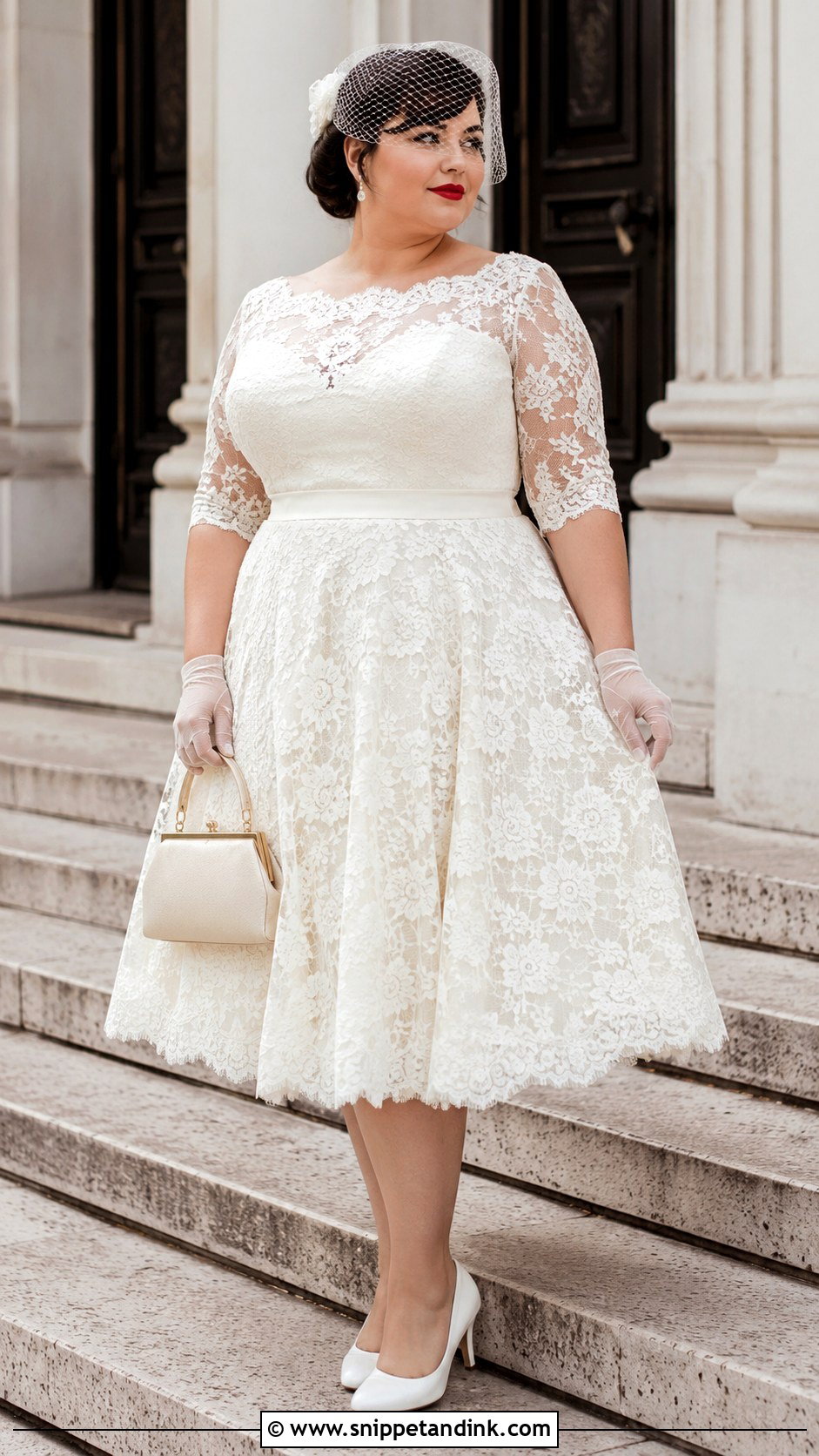 Plus Size Vintage Wedding Dress With Birdcage Veil - Snippet and Ink - 25 Unique Plus Size Wedding Dresses