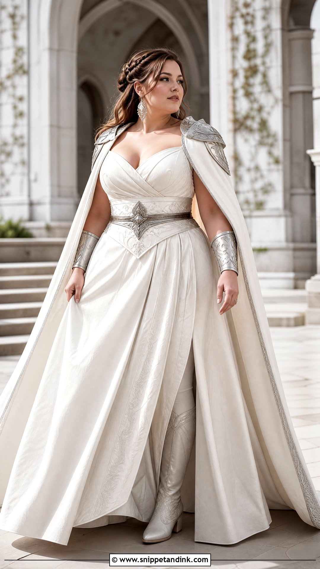 Plus Size Warrior Wedding Dress With Structured Cape - Snippet and Ink - 20 Warrior Wedding Dress Ideas