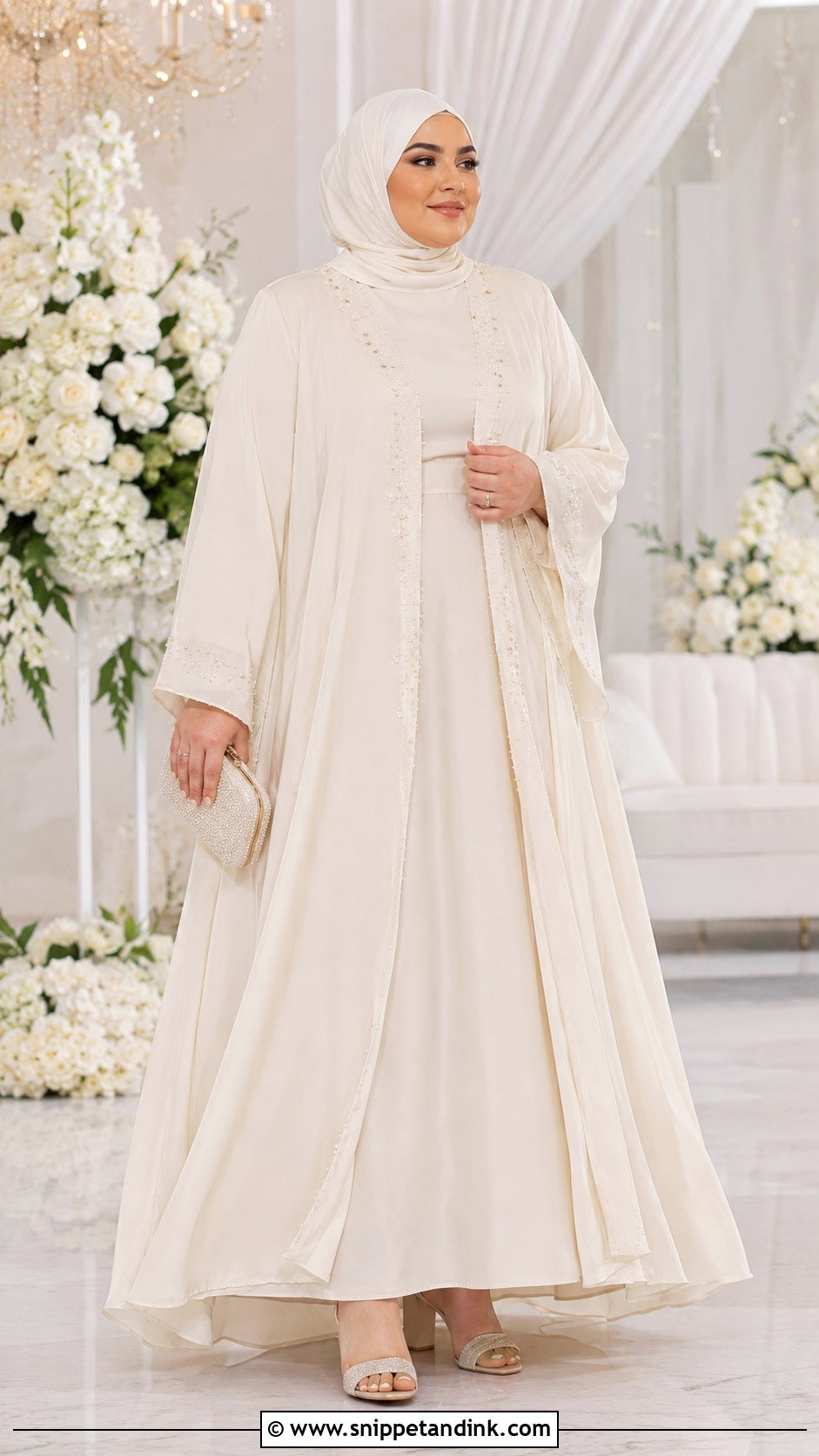 Plus Size Wedding Abaya With A Line Inner Dress - Snippet and Ink - 25 Abaya Wedding Dress Ideas