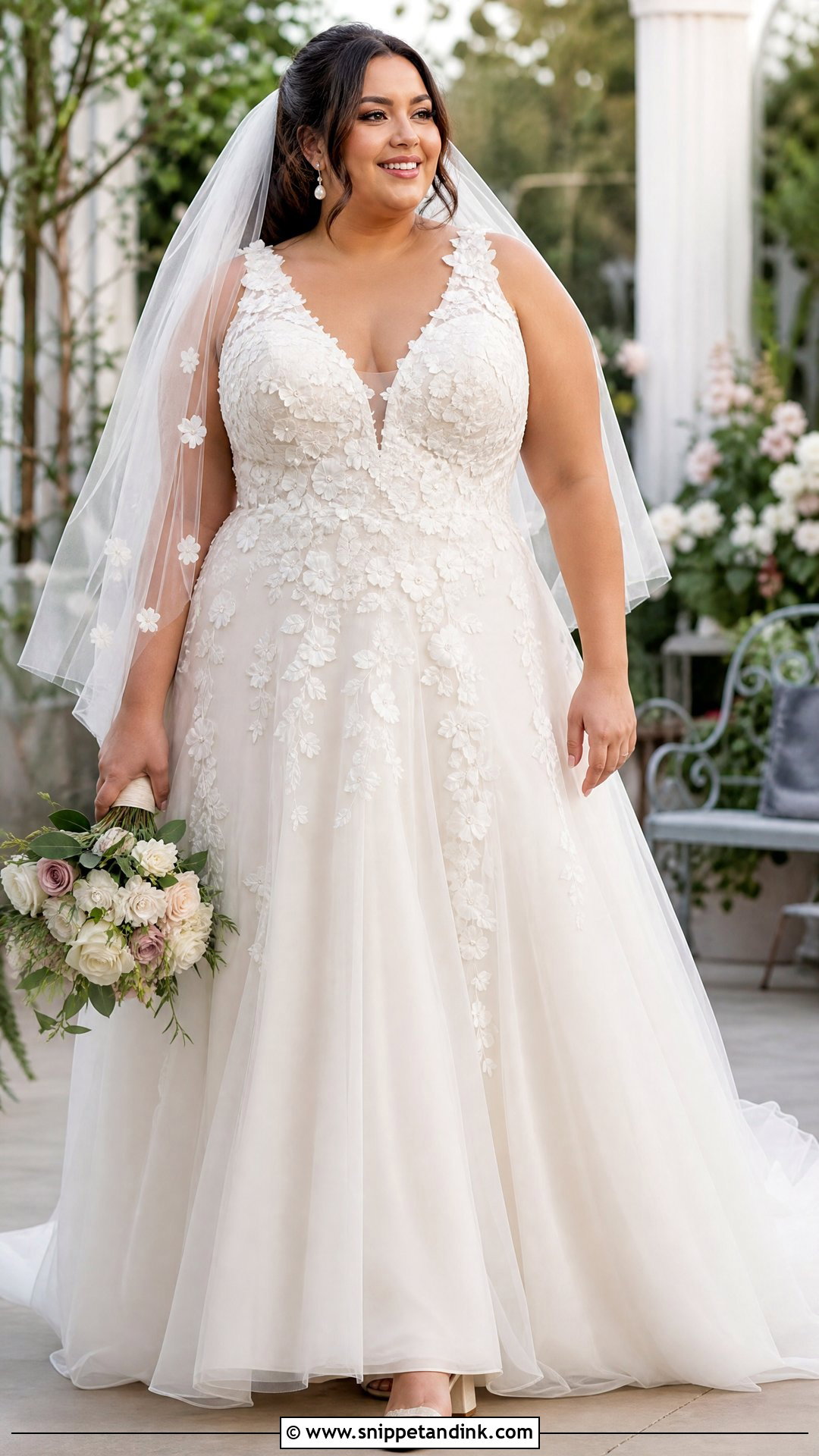 Plus Size Wedding Dress With 3D Flowers - Snippet and Ink - 20 Wedding Dress 3d Flowers