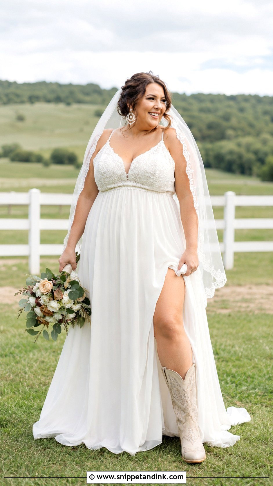 Plus Size Wedding Dress With Cowgirl Boots - Snippet and Ink - 20 Cowgirl Boots Wedding Dress Ideas