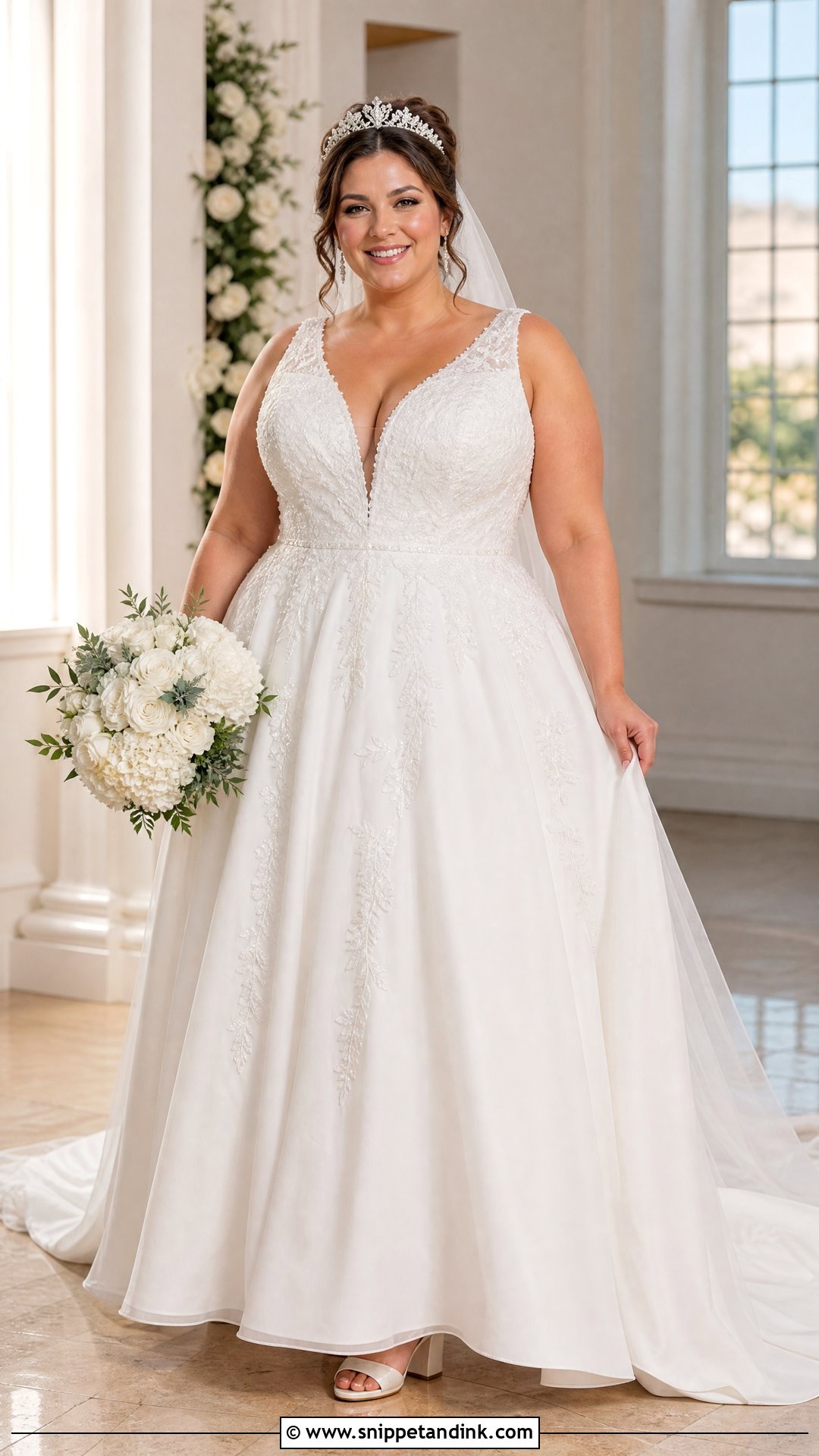 Plus Size Wedding Dress With Crystal Tiara - Snippet and Ink - 20 Wedding Dress with Crown Ideas