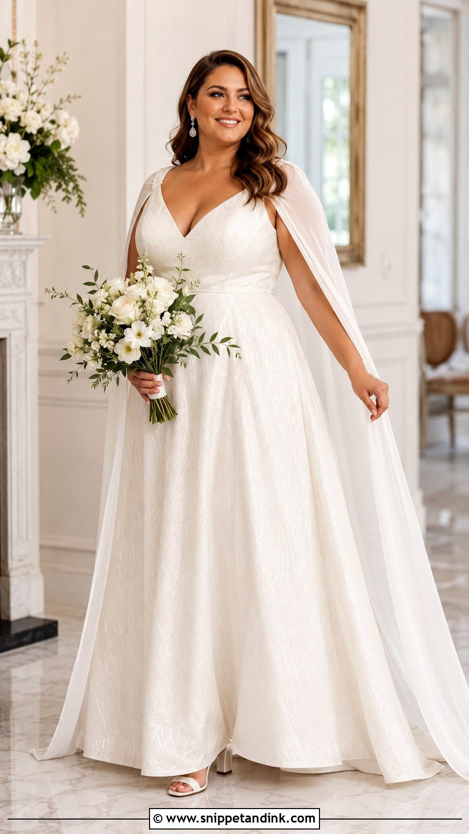 Plus Size Wedding Dress With Detachable Cape - Snippet and Ink - 20 Detachable Cape Wedding Dress Ideas