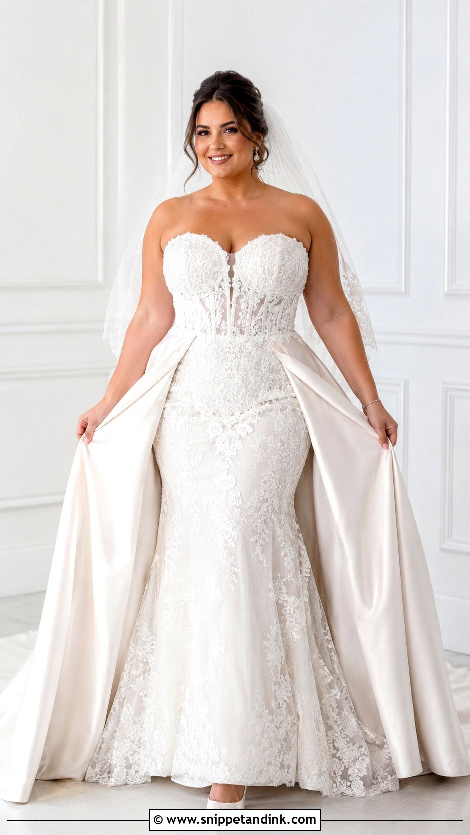 Plus Size Wedding Dress With Detachable Overskirt - Snippet and Ink - 25 2 in 1 Convertible Wedding Dresses