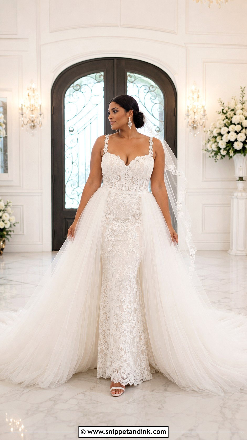 Plus Size Wedding Dress With Detachable Overskirt - Snippet and Ink - 20 Big Size Wedding Dress Ideas