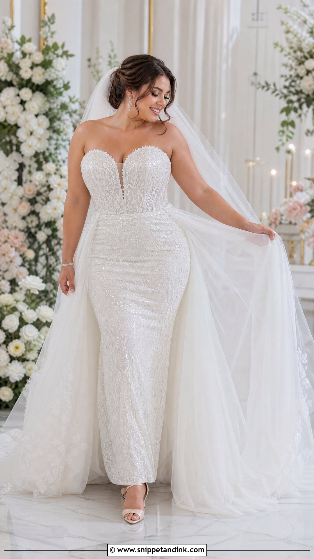 Plus Size Wedding Dress With Detachable Overskirt - Snippet and Ink - 20 Wedding Dresses for Curvy Brides Plus Size