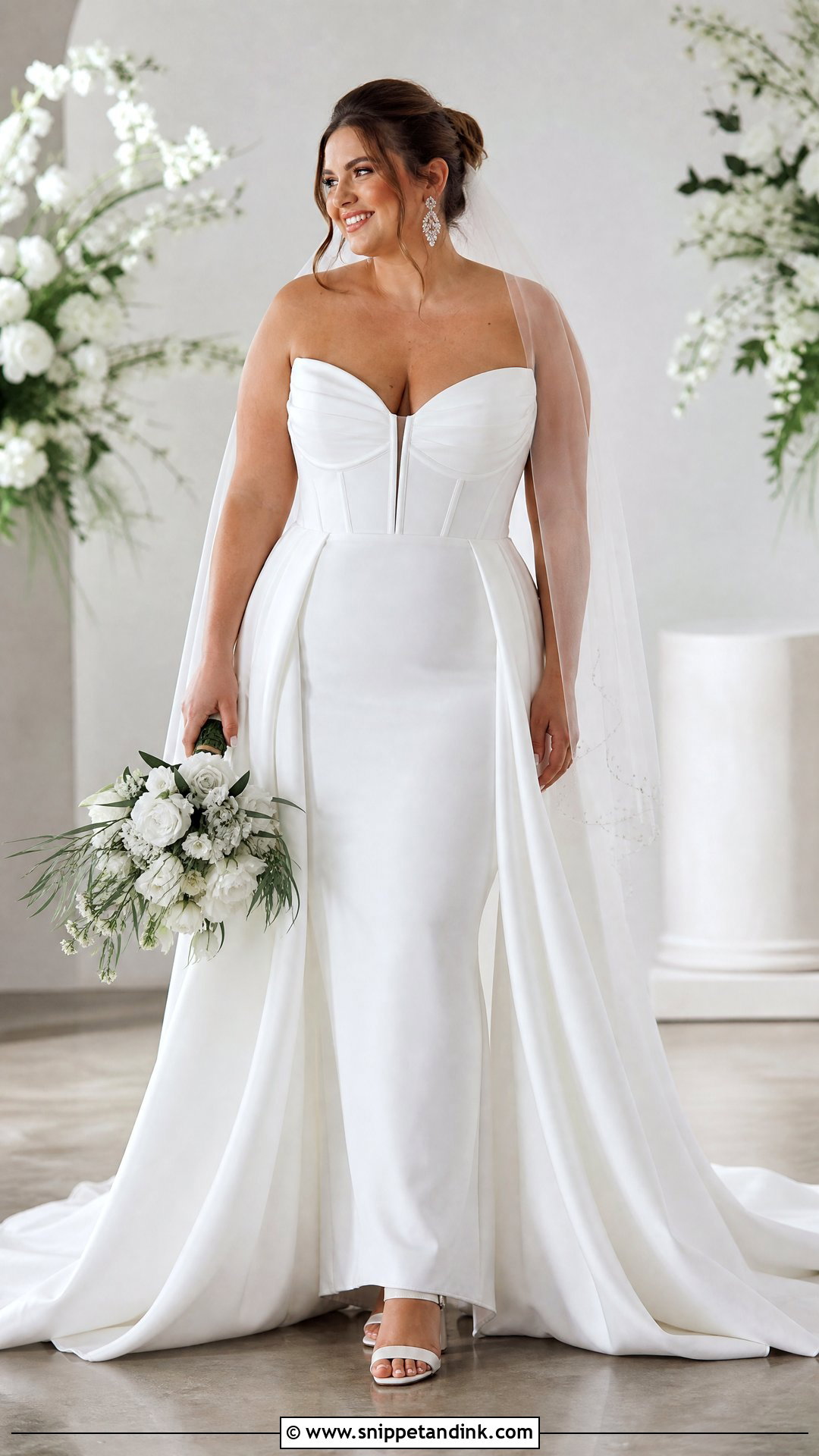 Plus Size Wedding Dress With Detachable Overskirt - Snippet and Ink - 20 Wedding Dresses with Extension