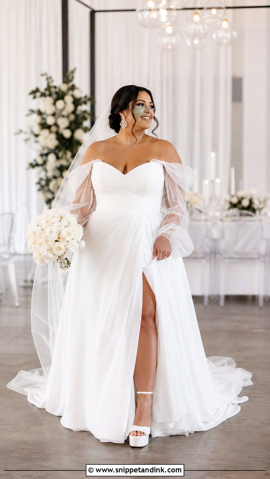 Plus Size Wedding Dress With Detachable Sleeves - Snippet and Ink - 20 Elegant Plus Size Wedding Dress Curvy Bride Ideas