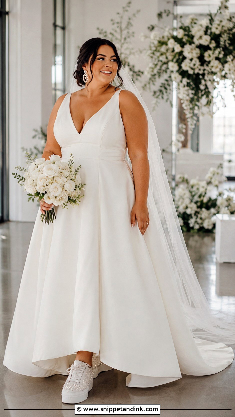 Plus Size Wedding Dress With Platform Sneakers - Snippet and Ink - 20 Bride with Sneakers Ideas