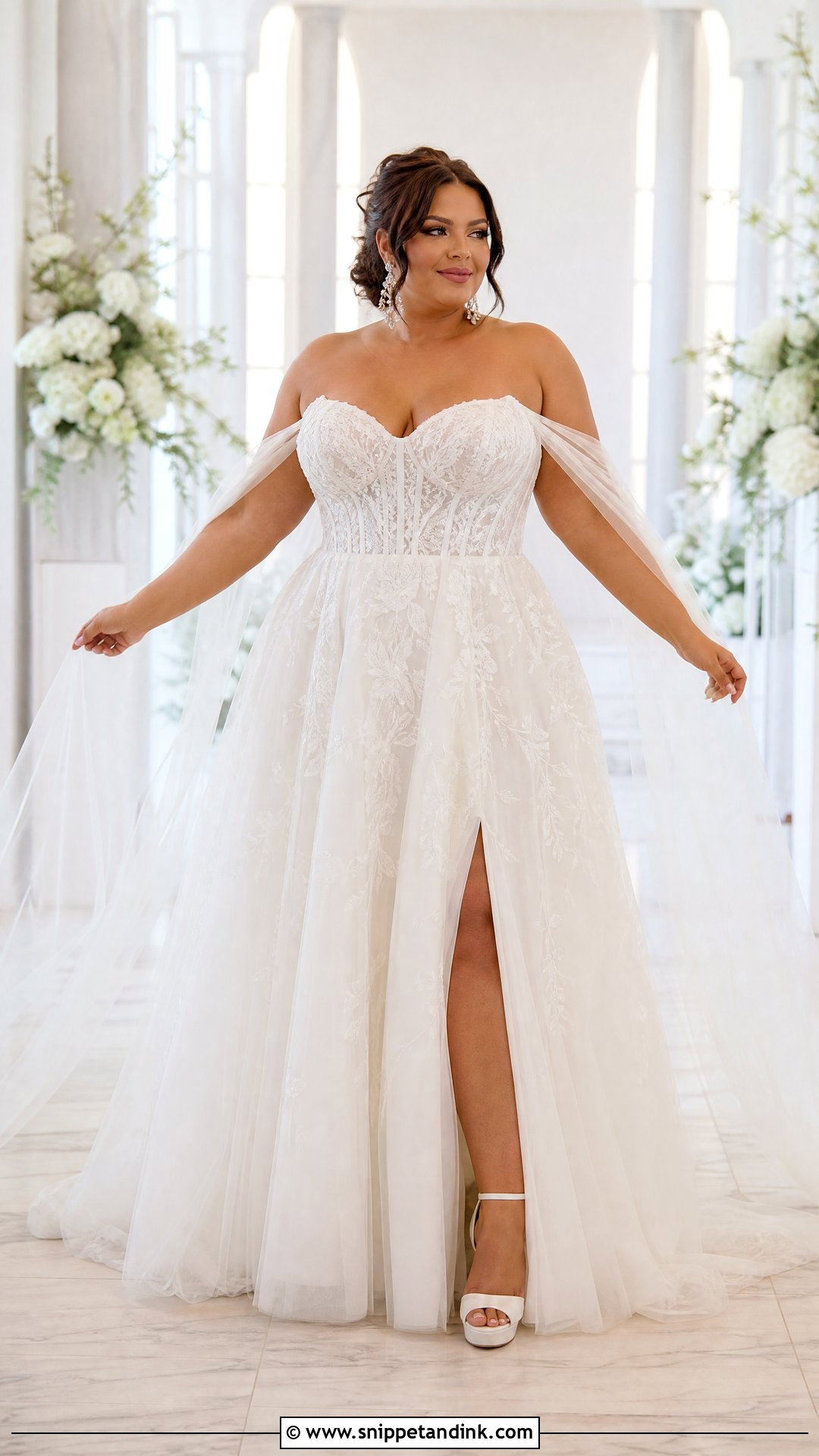 Plus Size Wedding Dress With Soft Tulle Wings - Snippet and Ink - 20 Wedding Dress Wings Ideas