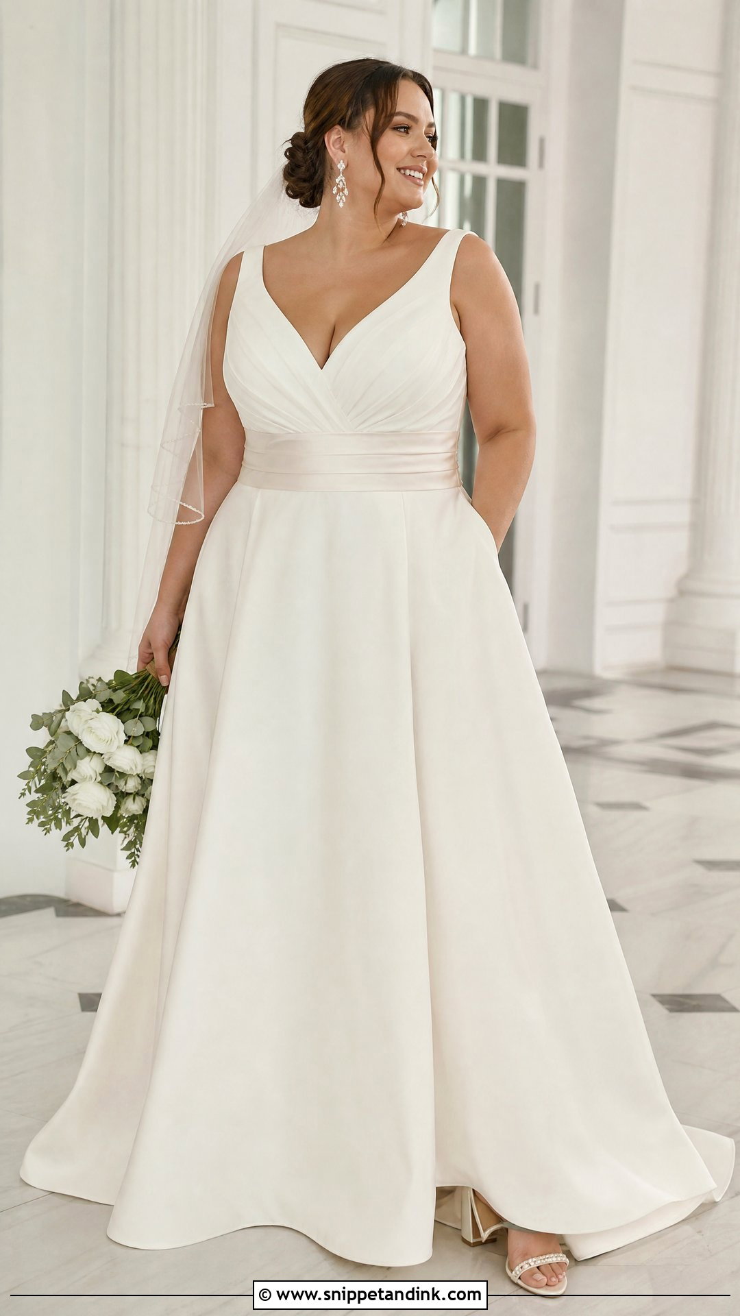 Plus Size Wedding Dress with Wide Sash - Snippet and Ink - 20 Wedding Dress with Belt Ideas