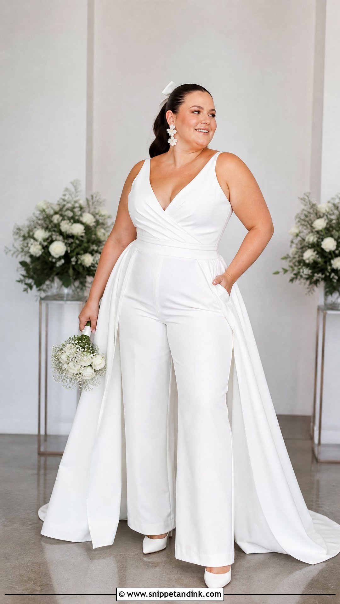 Plus Size Wedding Jumpsuit With Train - Snippet and Ink - 20 Wedding Dress for Plus Size Ideas