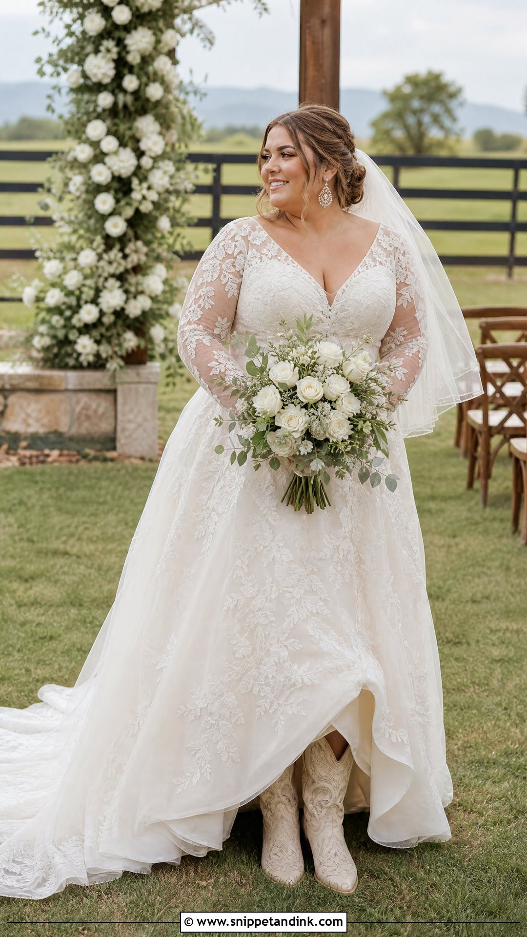 Plus Size Western Bride Dress With Defined Waist - Snippet and Ink - 20 Western Bride Dress Ideas