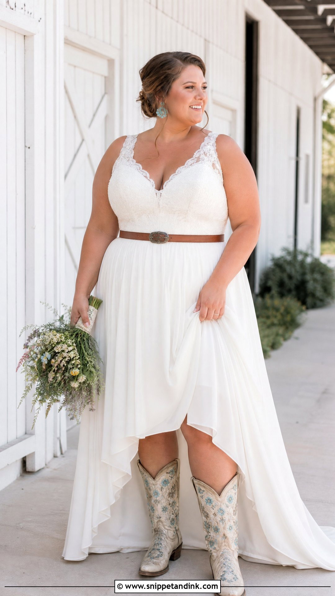 Plus Size Western Wedding Dress With Cowboy Boots - Snippet and Ink - 20 Plus Size Western Wedding Dresses