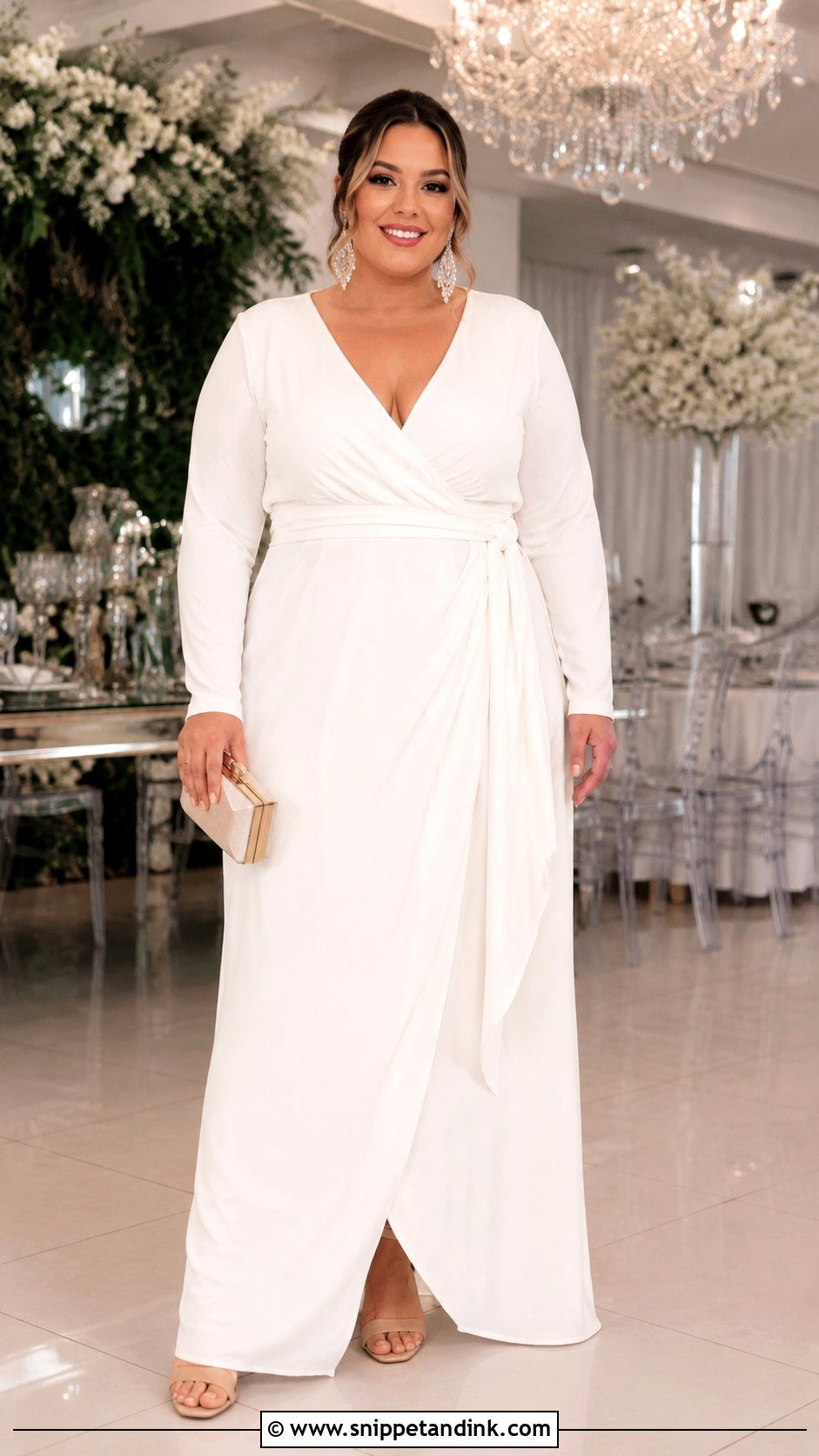 Plus Size White Wrap Gown - Snippet and Ink - 20 Elegant White Gown Ideas