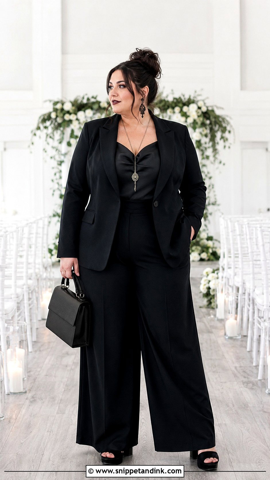 Plus Size Wide Leg Goth Wedding Suit - Snippet and Ink - 20 Goth Wedding Suit Ideas