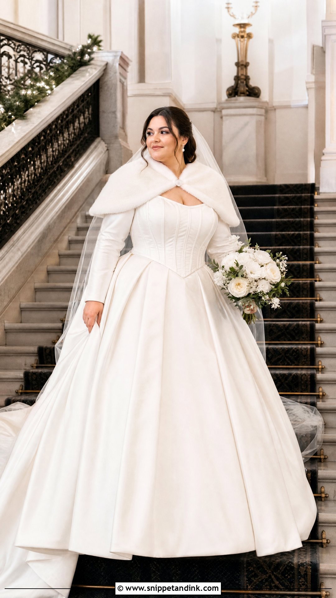 Plus Size Winter Bride Ball Gown Outfit - Snippet and Ink - 20 Winter Bride Outfits