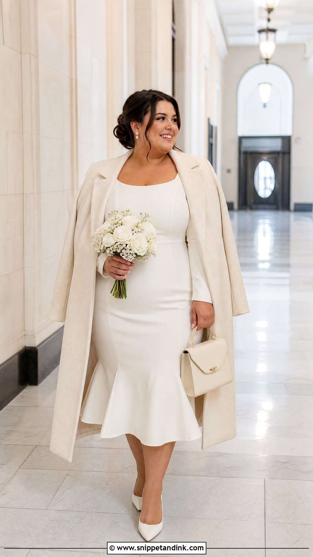 Plus Size Winter Courthouse Wedding Fit And Flare Dress - Snippet and Ink - 20 Winter Courthouse Wedding Outfit Ideas