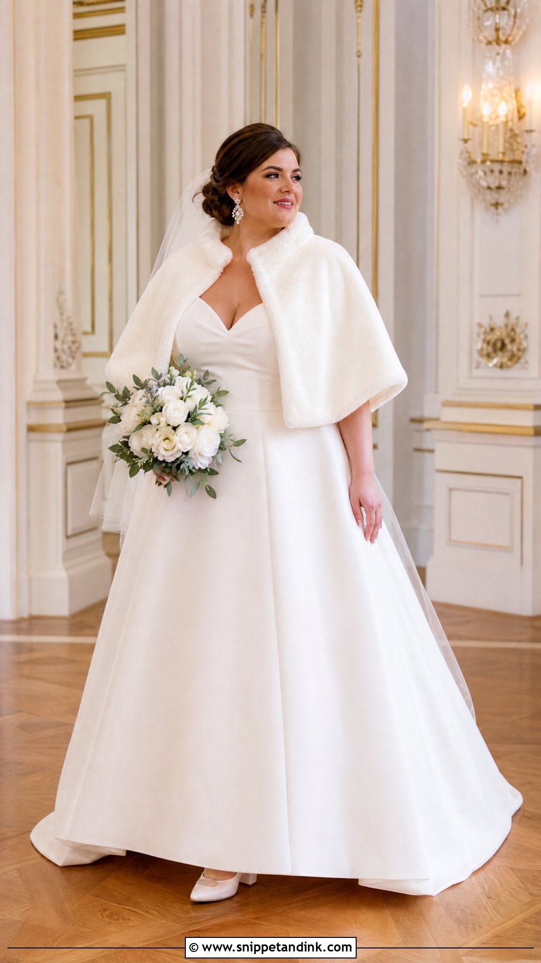 Plus Size Winter Wedding Dress With Fur Capelet - Snippet and Ink - 25 Winter Wedding Dress Fur Ideas
