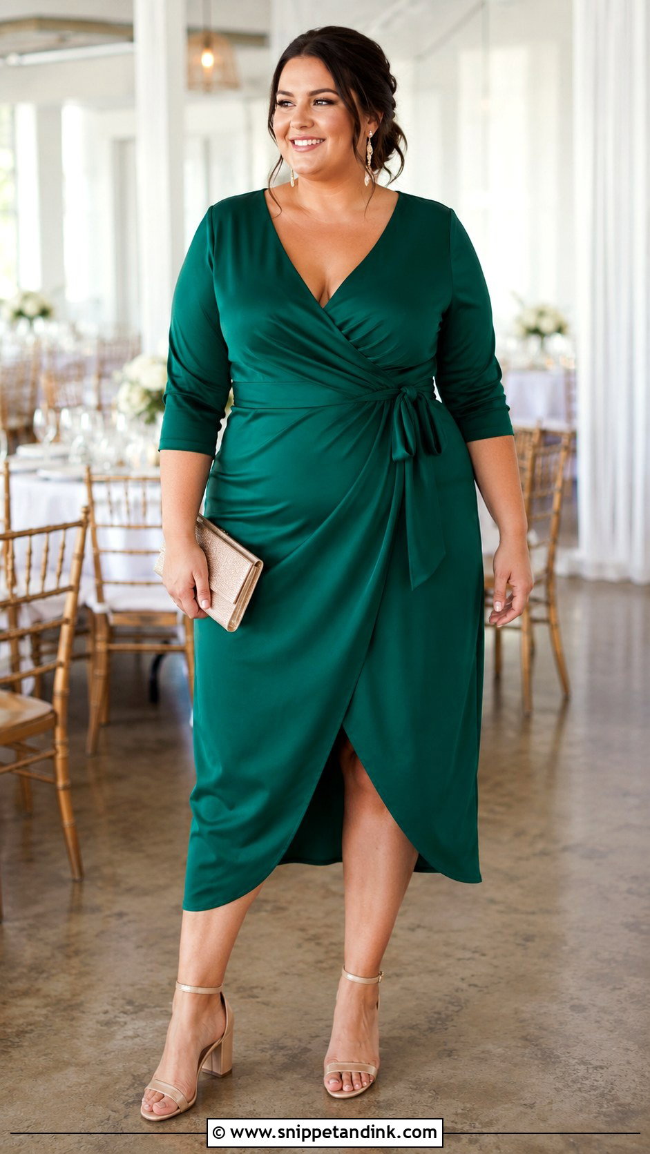 Plus Size Wrap Dress Wedding Outfit - Snippet and Ink - 25 Wedding Outfits for Family Members