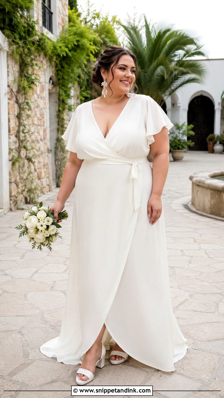 Plus Size Wrap Elope Wedding Dress - Snippet and Ink - 20 Elope Wedding Dress Ideas