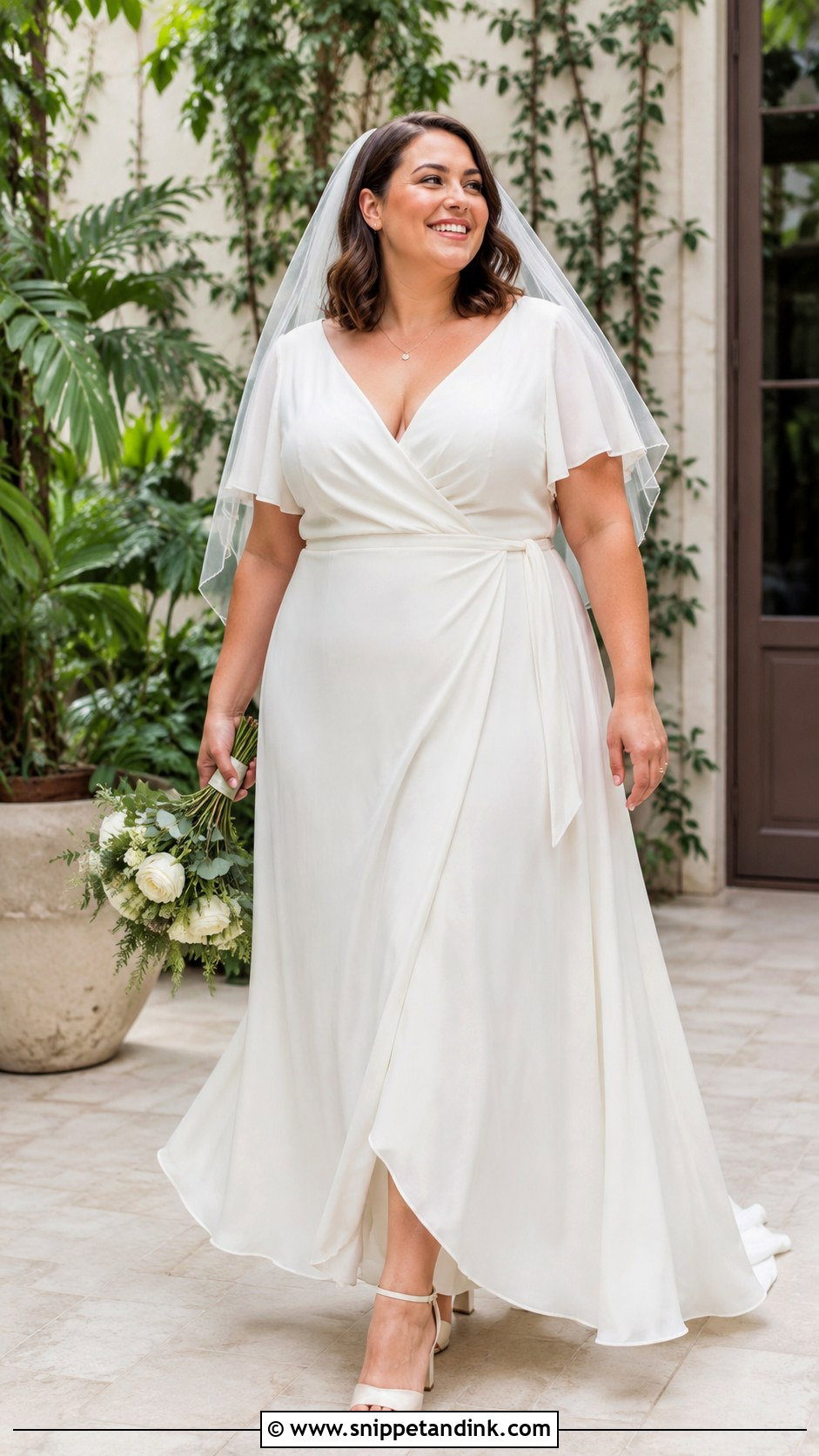 Plus Size Wrap Eloping Wedding Dress - Snippet and Ink - 20 Eloping Wedding Dress Ideas