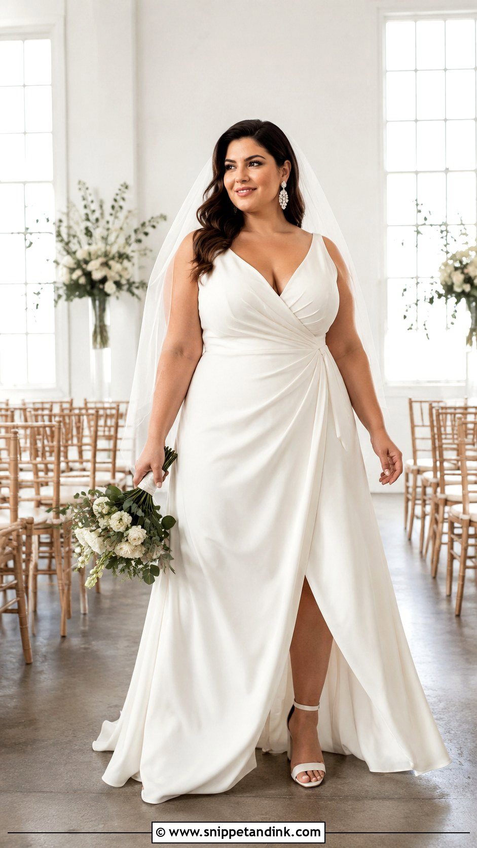 Plus Size Wrap Gown Bridal Wedding Outfit - Snippet and Ink - 20 Brides Wedding Outfits