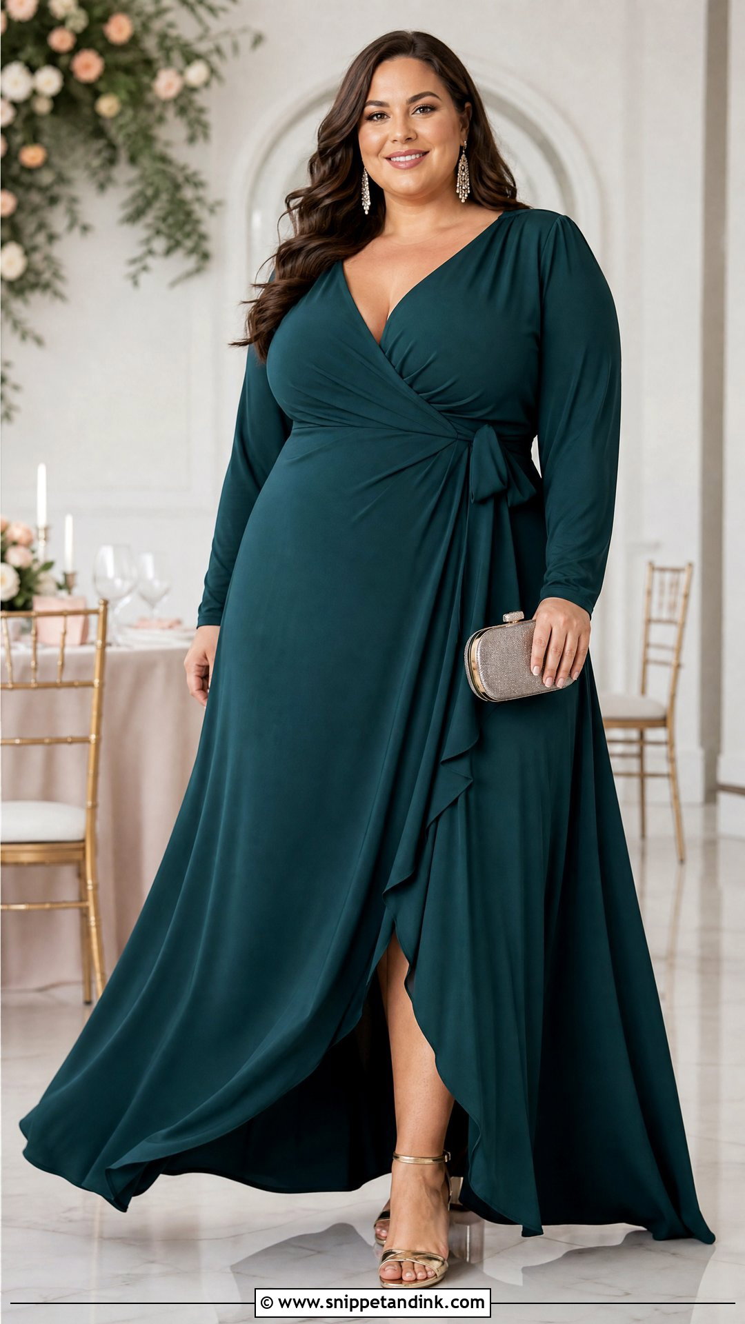 Plus Size Wrap Gown Outfit - Snippet and Ink - 20 Womens Gown Ideas